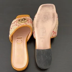 GUCCI ラフィア ベージュ ミュール GUCCI ラフィア ベージュ ミュール GUCCI ラフィア ベージュ
